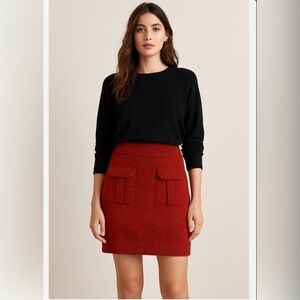 Moth Anthropologie Wool Blend Mini Skirt in Rust Orange Size Large